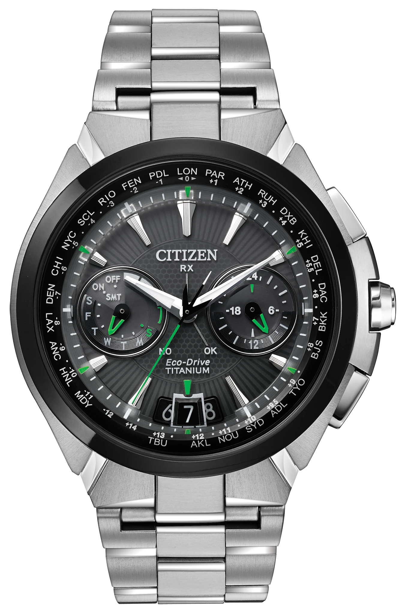 Satellite Wave Black Dial Super Titanium Bracelet CC1084-63E | CITIZEN